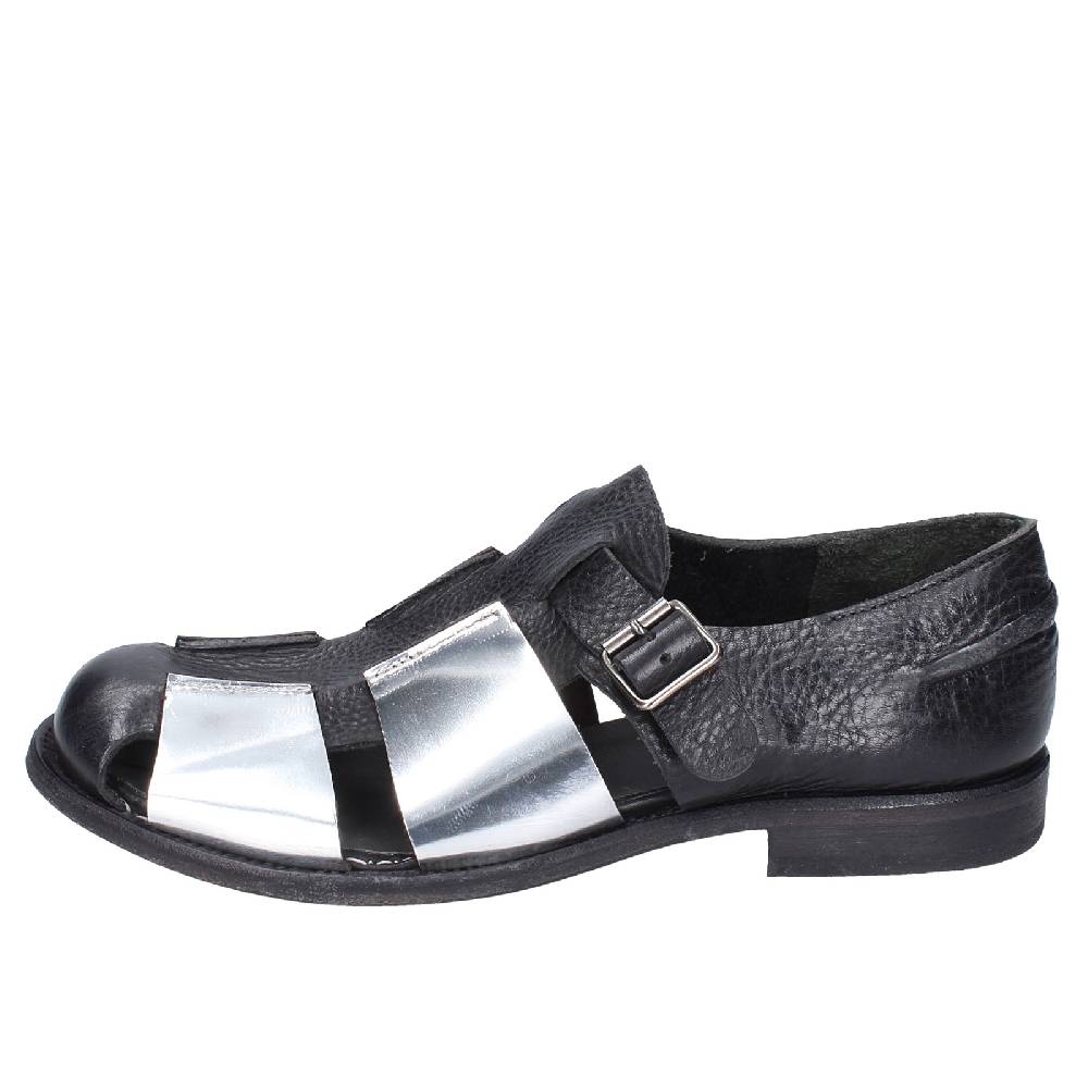 scarpe donna MOMA sandali nero pelle argento 40401G VINTAGE EX410 In Saldo