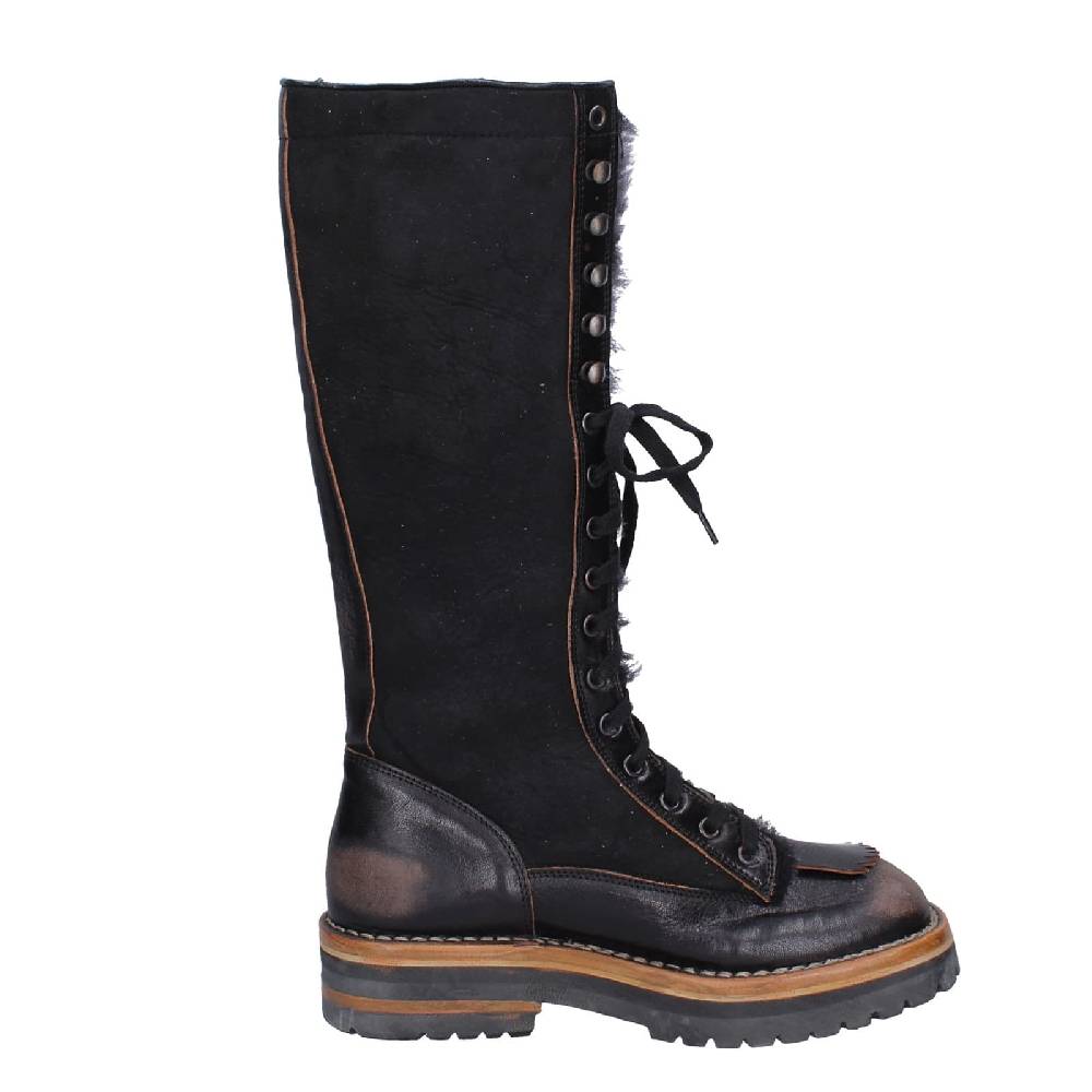 scarpe donna MOMA stivali nero camoscio pelle 81304D-VADO EY495 Soddisfazione Garantita