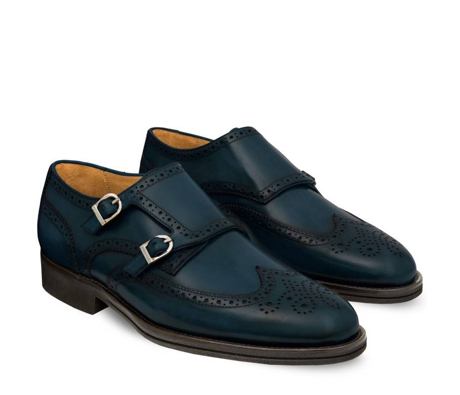 Pakerson DOPPIA FIBBIA SIENA PELLE BLU ISLAND Italy