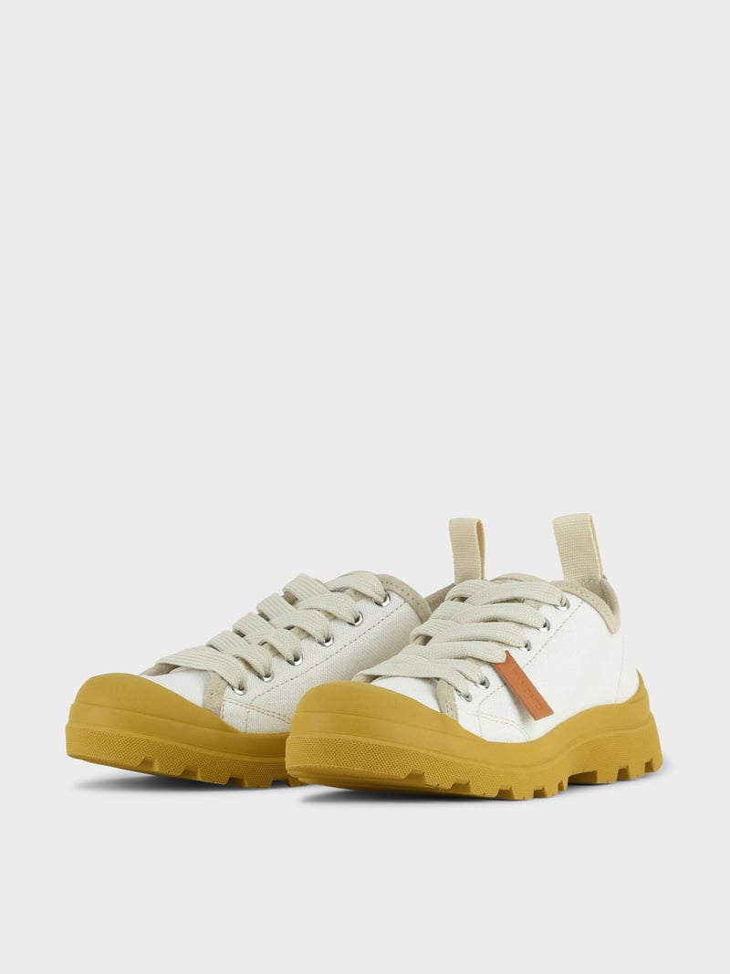 Panchic SCARPA ALLACCIATA P03 DONNA IN LINO E SUEDE BIANCO-GIALLO Nuova