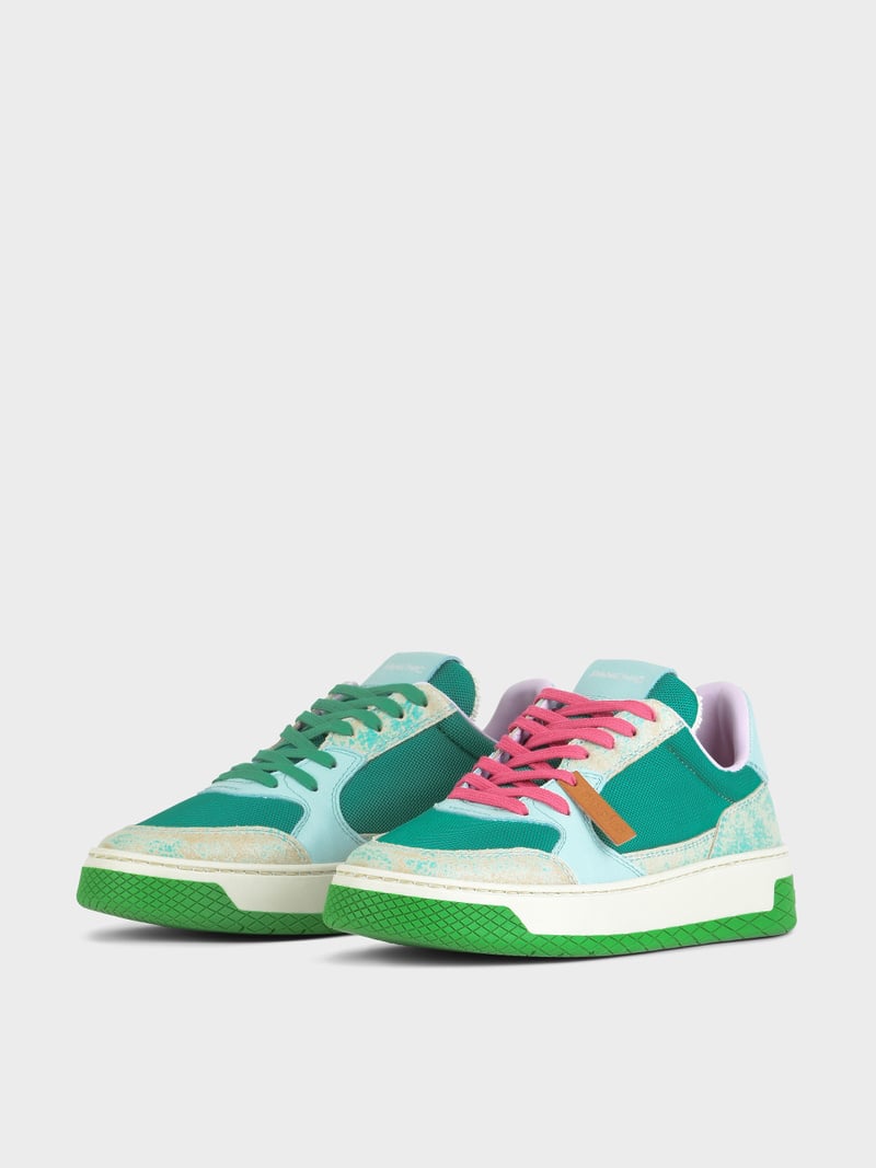 Panchic SNEAKER LOW P02 DONNA IN MESH E SUEDE GRAFFIATO VERDE SMERALDO Italy