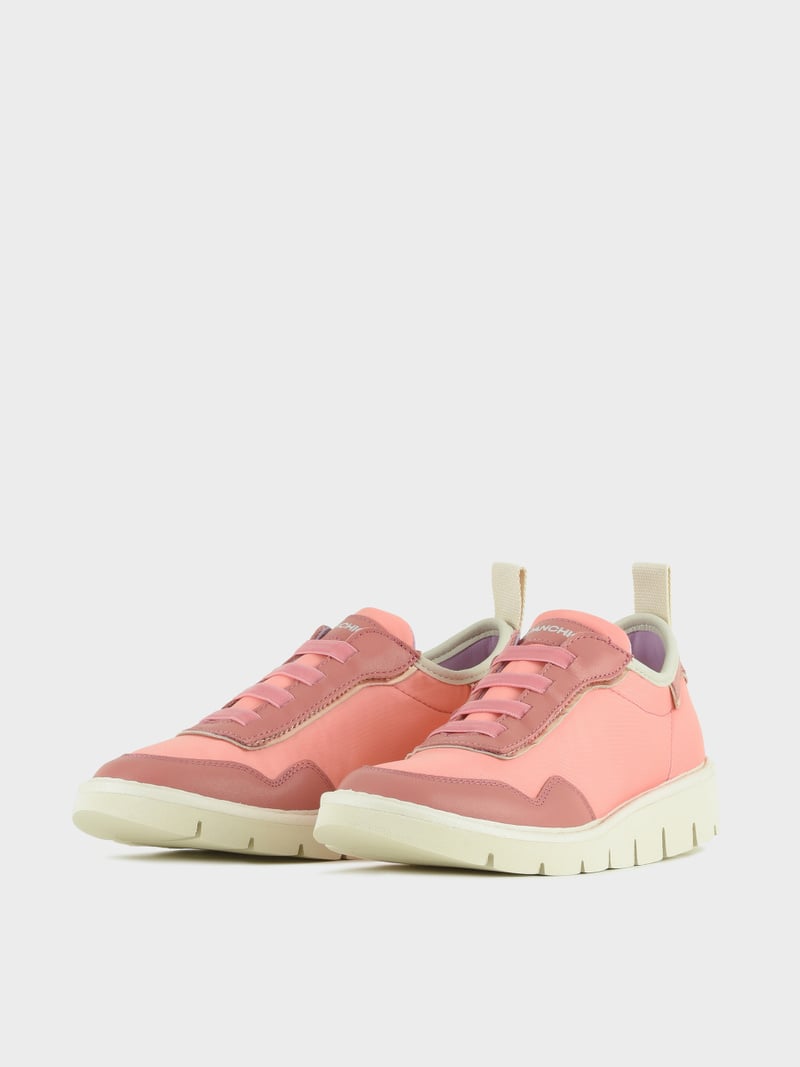 Panchic SLIP ON P05 DONNA IN NYLON E PELLE ROSA Nuovo