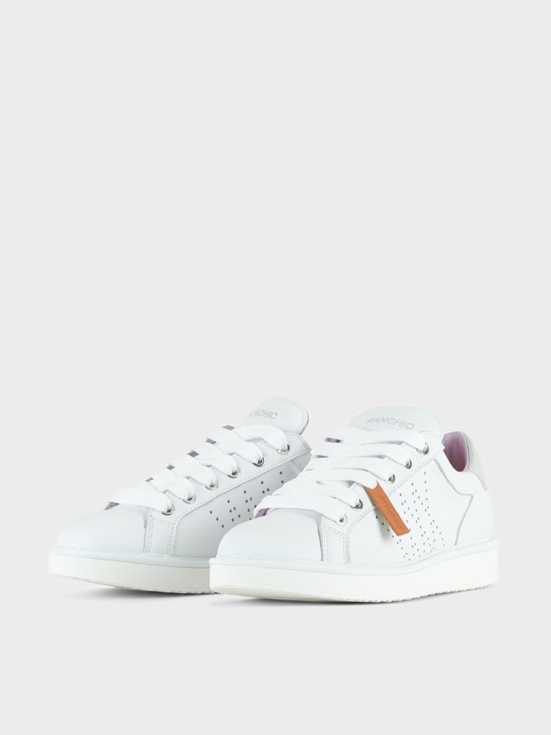 Panchic SCARPA ALLACCIATA P01 DONNA IN PELLE BIANCO-ARGENTO Negozi Online