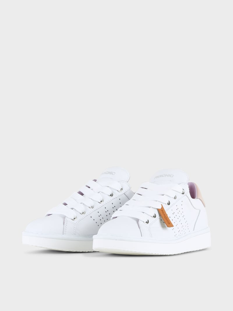 Panchic SCARPA ALLACCIATA P01 DONNA IN PELLE BIANCO-ROSA CIPRIA Promozione Limitata
