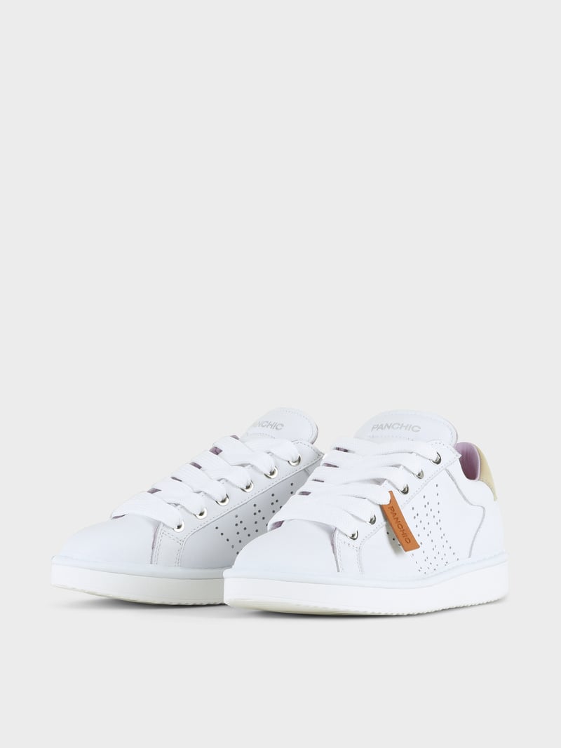 Panchic SCARPA ALLACCIATA P01 DONNA IN PELLE BIANCO-SABBIA Negozio