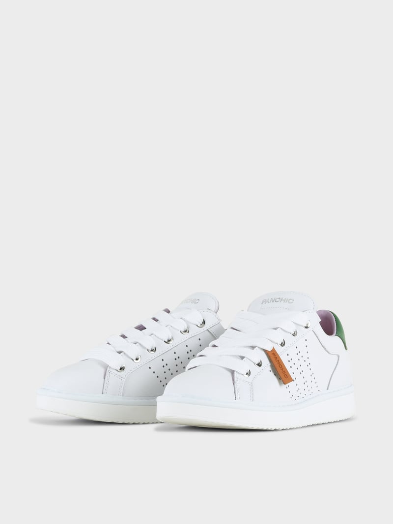 Panchic SCARPA ALLACCIATA P01 DONNA IN PELLE BIANCO-BOTTIGLIA Shopping Online