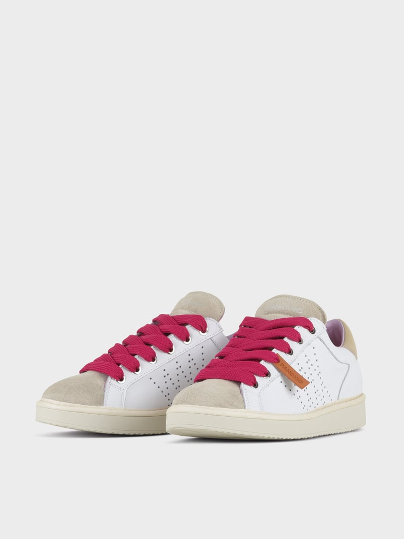 Panchic SCARPA ALLACCIATA P01 DONNA IN PELLE E SUEDE BIANCO-NEBBIA-FUCSIA Affare Del Giorno