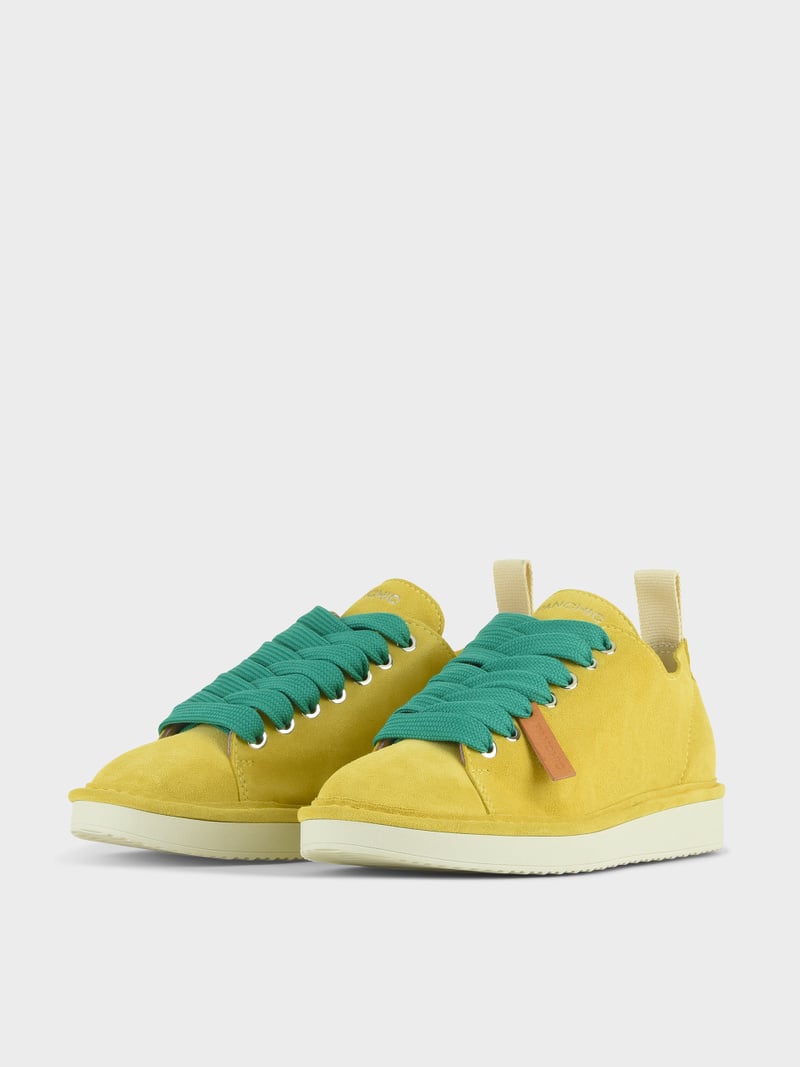 Panchic SCARPA ALLACCIATA P01 DONNA IN SUEDE GIALLO-VERDE SMERALDO Novità