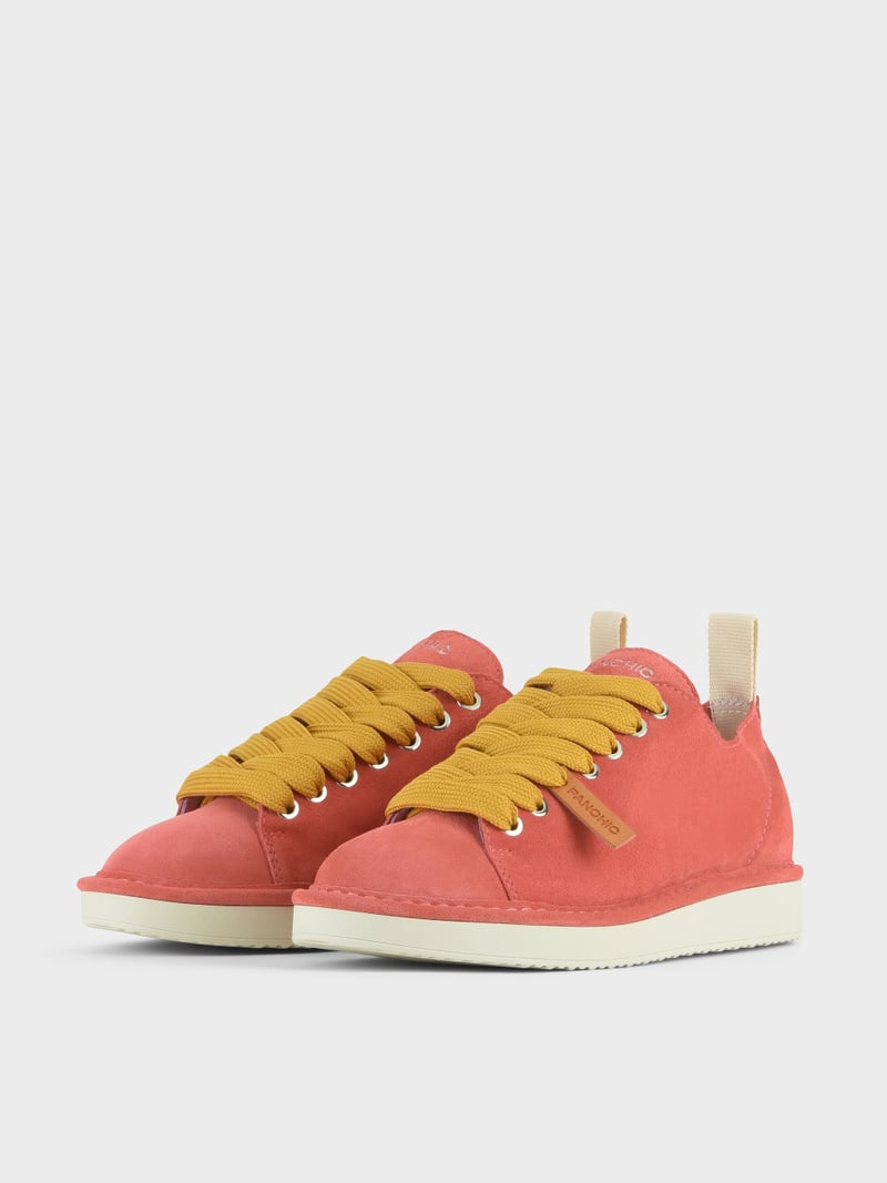Panchic SCARPA ALLACCIATA P01 DONNA IN SUEDE FRAGOLA-GIALLO Sconto
