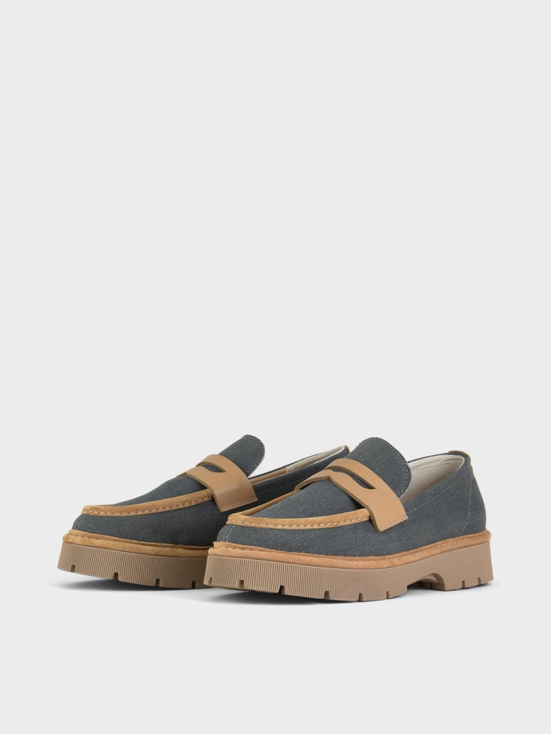 Panchic SLIP ON P99 UOMO IN LINO E SUEDE ASFALTO Grande vendita