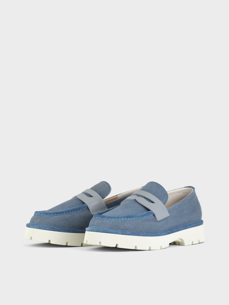 Panchic SLIP ON P99 UOMO IN LINO E SUEDE BLU DENIM Online