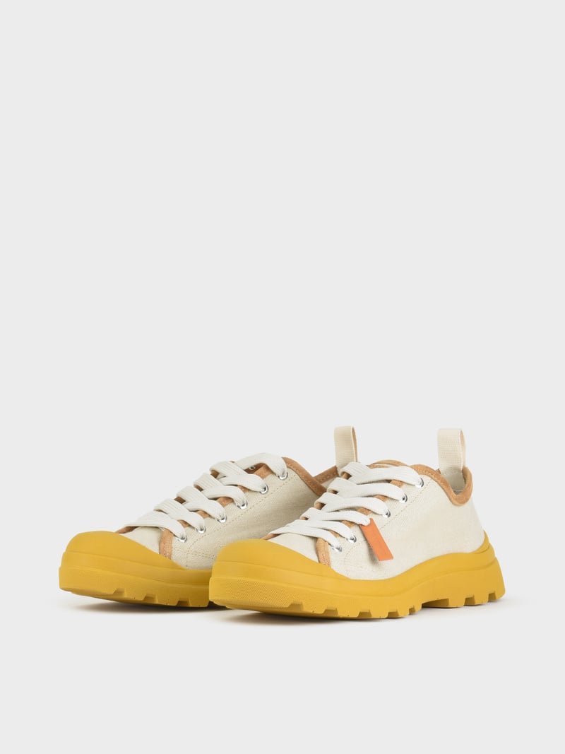 Panchic SCARPA ALLACCIATA P03 UOMO IN LINO E SUEDE NEBBIA-GIALLO Smaltimento dello stoccaggio