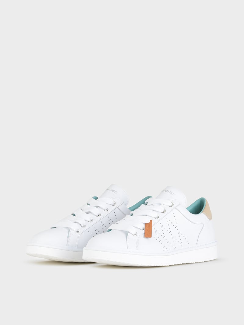 Panchic SCARPA ALLACCIATA P01 UOMO IN PELLE BIANCO-SABBIA Promozione