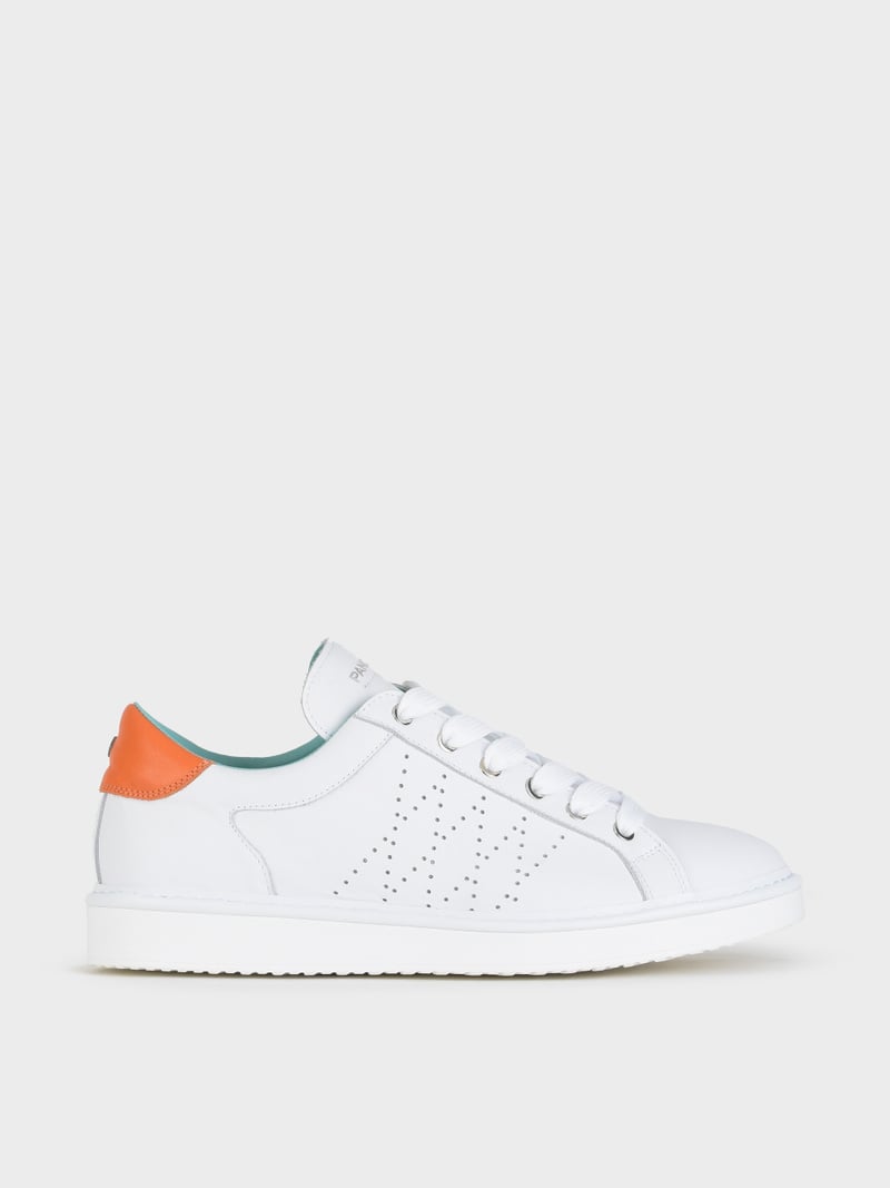 Panchic SCARPA ALLACCIATA P01 UOMO IN PELLE BIANCO-ARANCIO Spedizione Gratuita