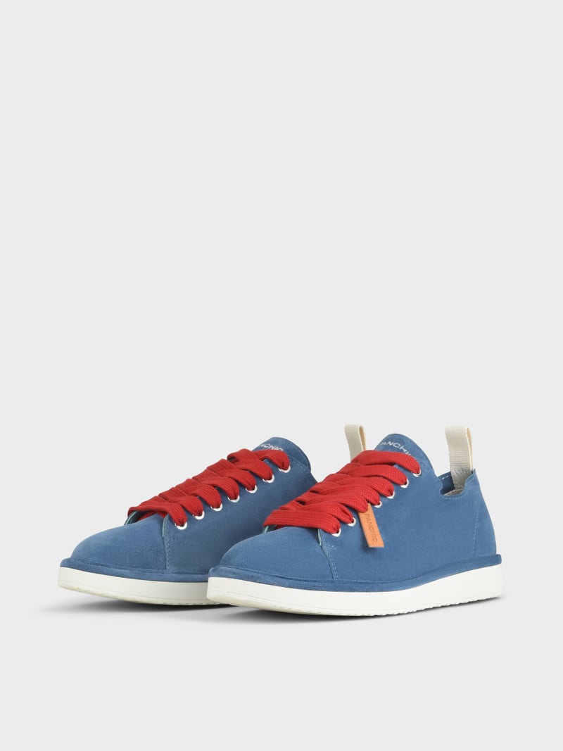 Panchic SCARPA ALLACCIATA P01 UOMO IN SUEDE BLUE-ROSSO Offerte speciali