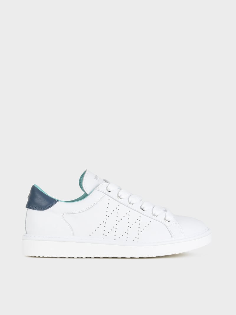 Panchic SCARPA ALLACCIATA P01 UOMO IN PELLE BIANCO-BLU Consegna Veloce