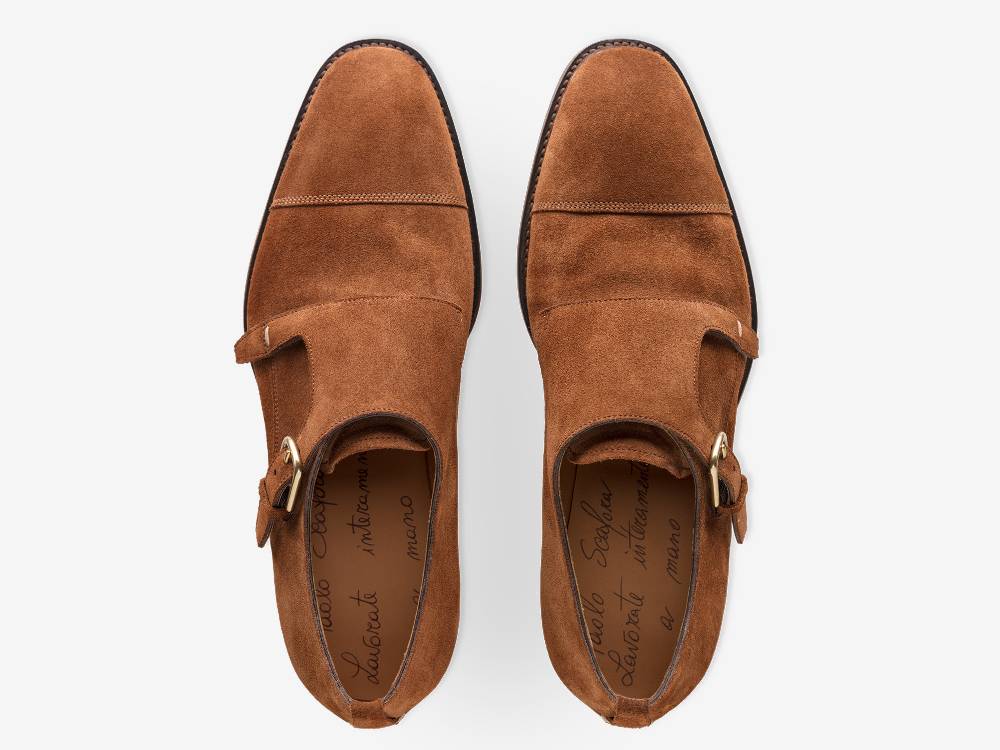 Paolo Sartori Double Monkstrap in Calf Suede Snuff Doppia Fibbia in Vitello Scamosciato Snuff Hotsell