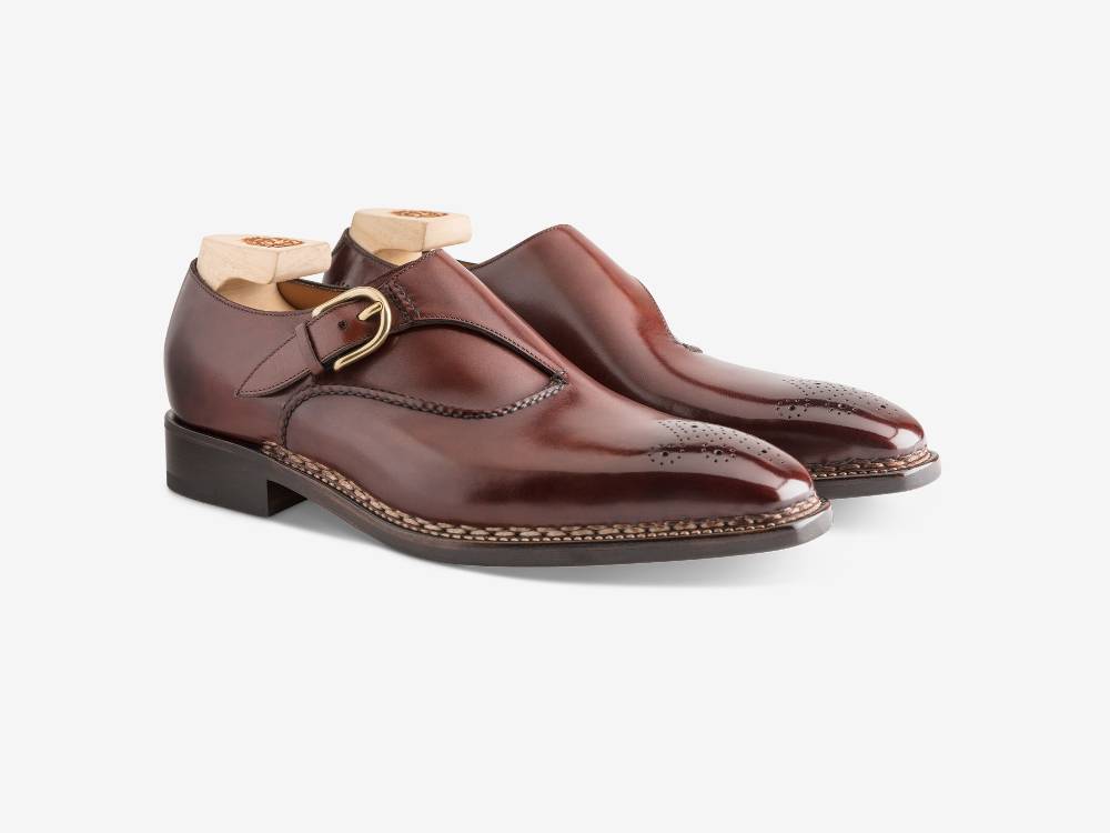 Paolo Sartori Single Monkstrap in Antiqued Positano Leather Mono Fibbia in pelle Anticata Positano Negozio