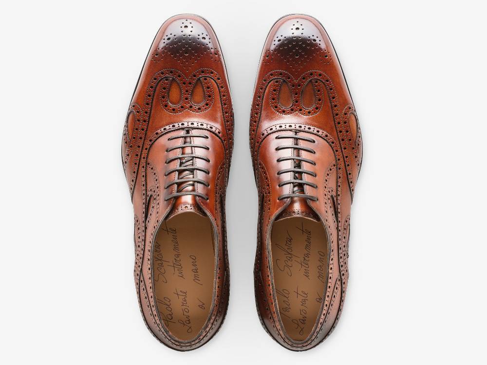 Paolo Sartori Oxford in Antiqued Cognac Leather Oxford in pelle Anticata Cognac In Saldo