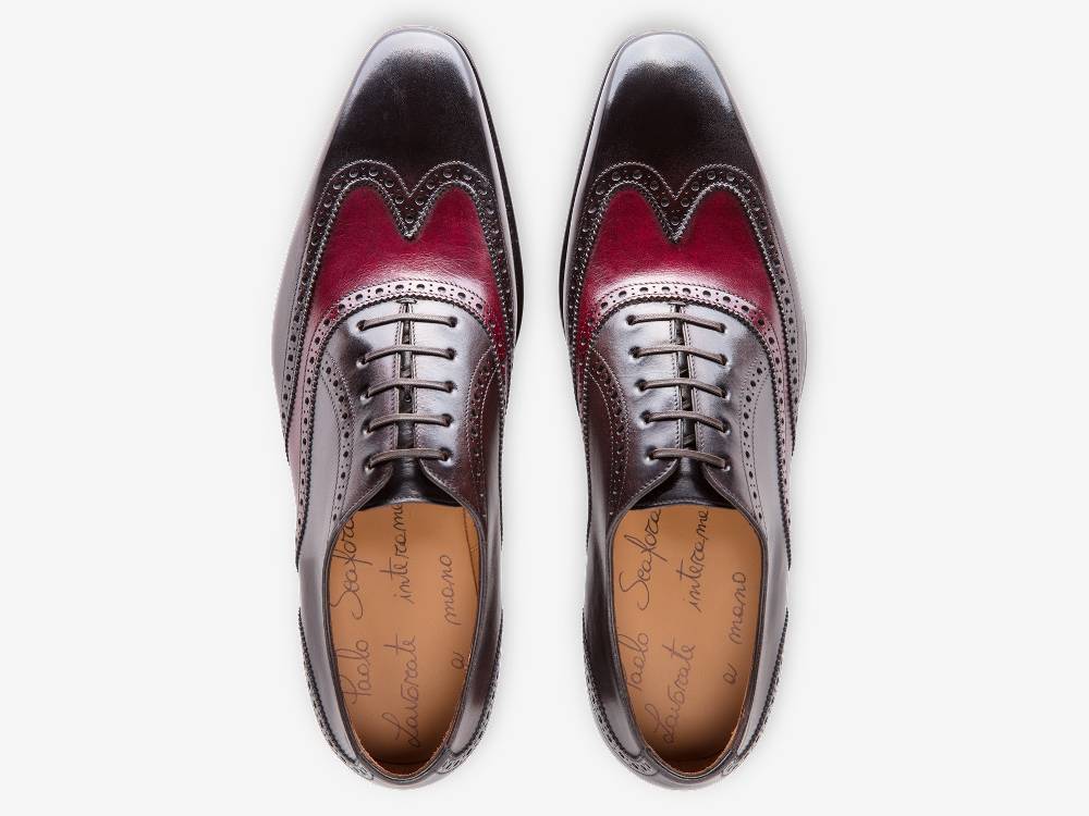 Paolo Sartori Art. 604 Oxford in Pelle Anticata Vietri Bordeaux Black Negozi Online