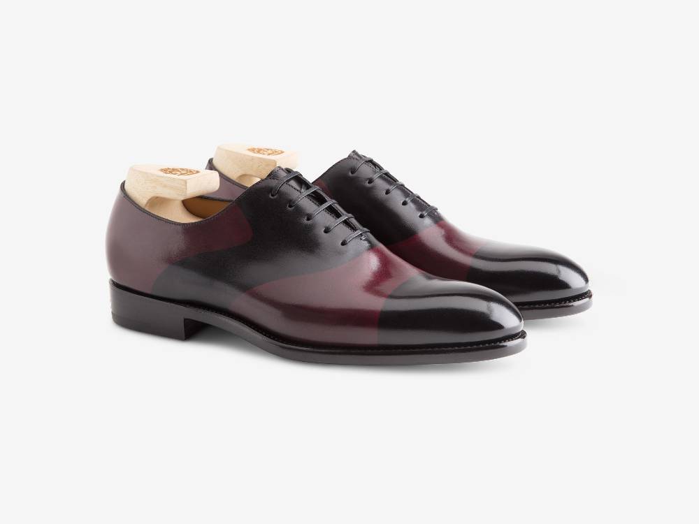 Paolo Sartori ART. 659 Oxford in pelle Dipinta a Mano Bordeaux e Nero Consegna Veloce