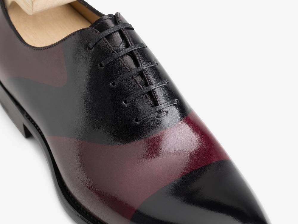 Paolo Sartori ART. 659 Oxford in pelle Dipinta a Mano Bordeaux e Nero Consegna Veloce