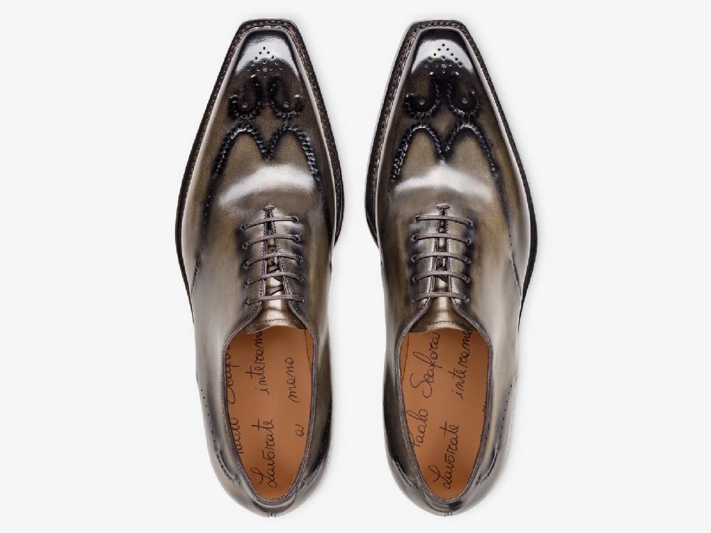 Paolo Sartori Art. 792 Oxford in Antiqued Verdegris Leather Presa