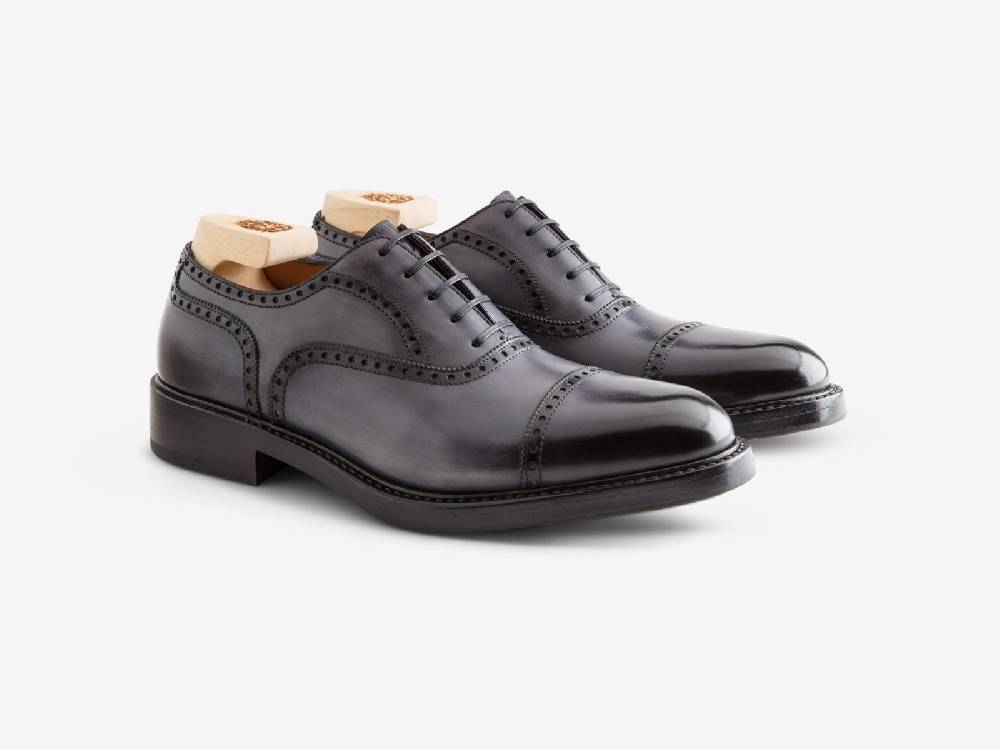 Paolo Sartori Art. 769 Oxford in Antiqued Grigio Leather Offerta