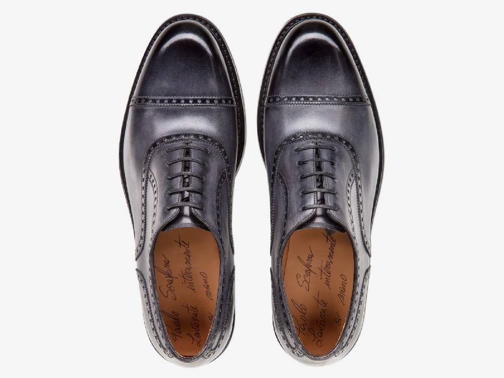 Paolo Sartori Art. 769 Oxford in Antiqued Grigio Leather Offerta