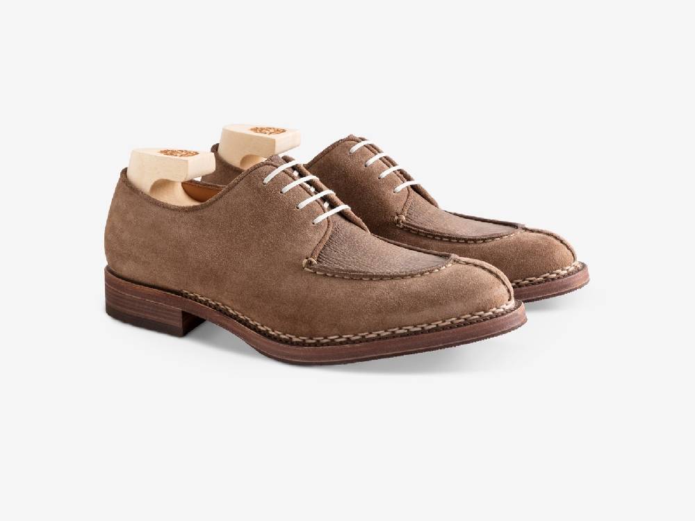Paolo Sartori Art. 797 Derby in Cocco Suede and Shark Leather Offerte