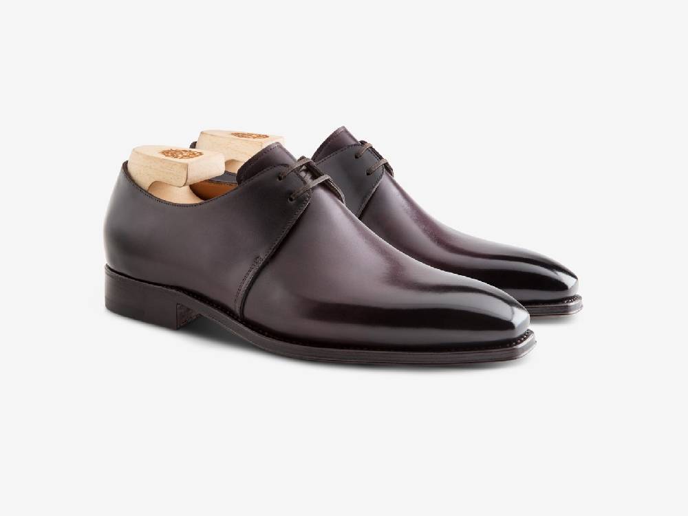 Paolo Sartori Art. 739 Derby in Antiqued Melanzana Leather In Saldo