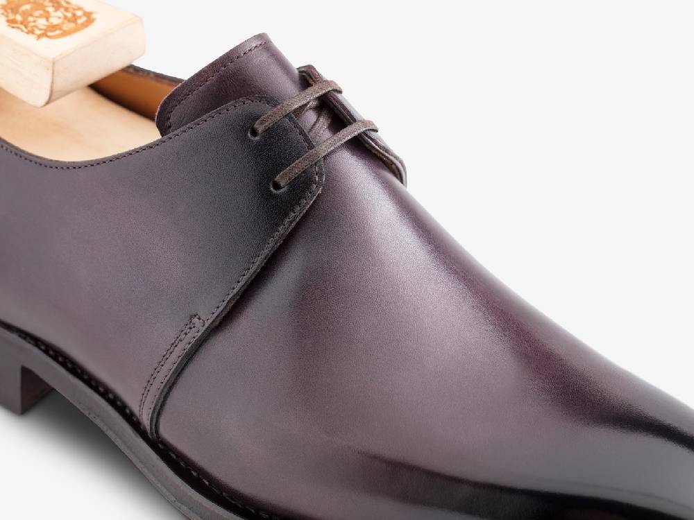 Paolo Sartori Art. 739 Derby in Antiqued Melanzana Leather In Saldo