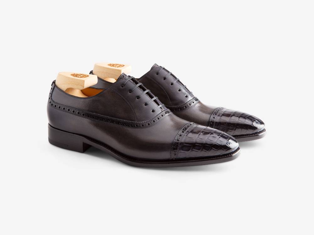 Paolo Sartori Art. 695 Oxford in pelle Anticata Grigio Moda