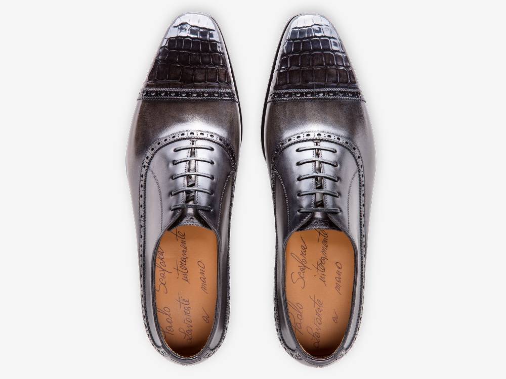 Paolo Sartori Art. 695 Oxford in pelle Anticata Grigio Moda