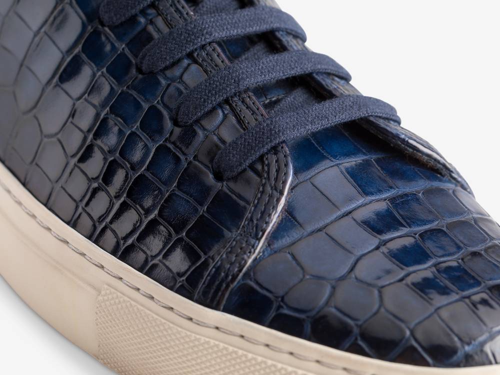 Paolo Sartori Art.Tenny1 Sneakers In Alligatore Anticata Oceano 2025