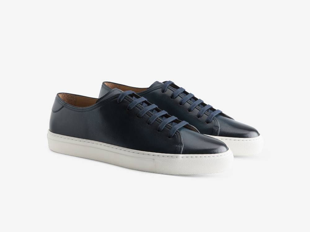 Paolo Sartori Art.Tenny1 Sneakers In Pelle Anticata Oceano In Linea