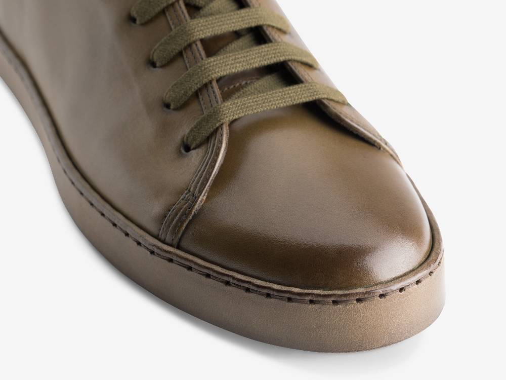 Paolo Sartori Art.Tenny1 Sneakers In Pelle Anticata Muschio Qualità