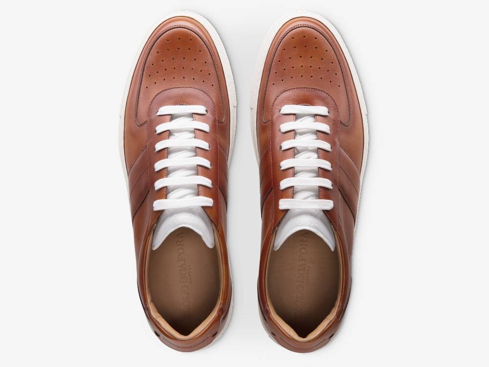 Paolo Sartori Art.Tenny2 Sneakers In Pelle Anticata Cognac Promozione