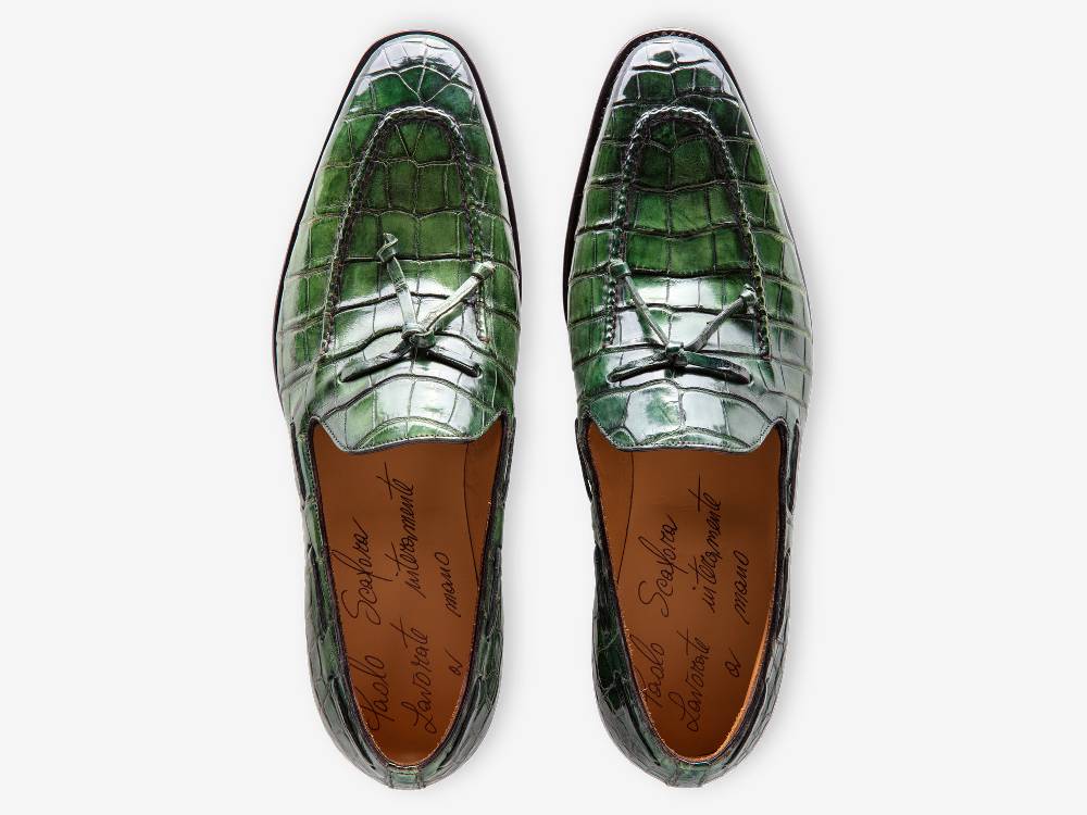 Paolo Sartori Art. 541 Mocassino in pelle Anticata Verde Smeraldo Spedizione Gratuita