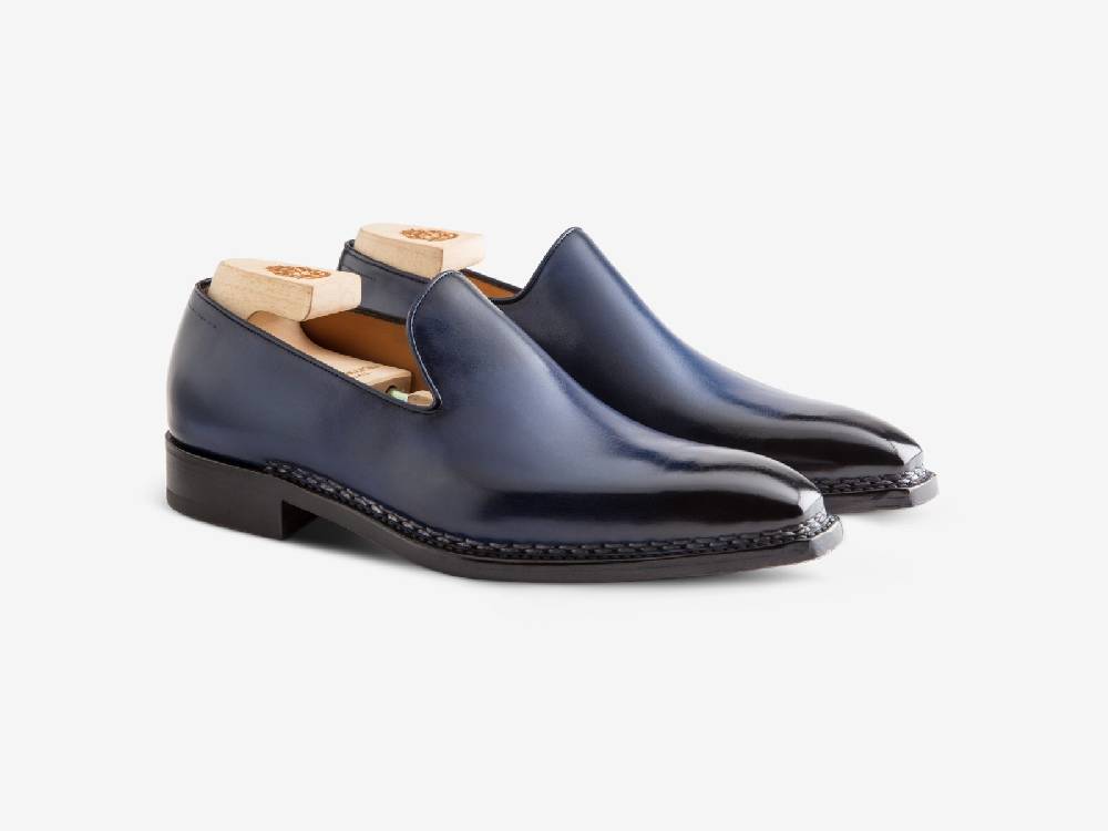 Paolo Sartori Art. 727 Loafer in Antiqued Cobalto Leather Soddisfazione Garantita
