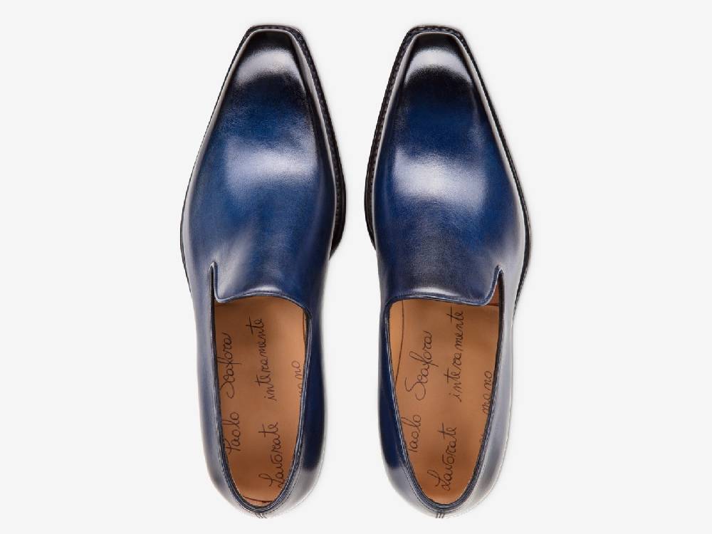 Paolo Sartori Art. 727 Loafer in Antiqued Cobalto Leather Soddisfazione Garantita