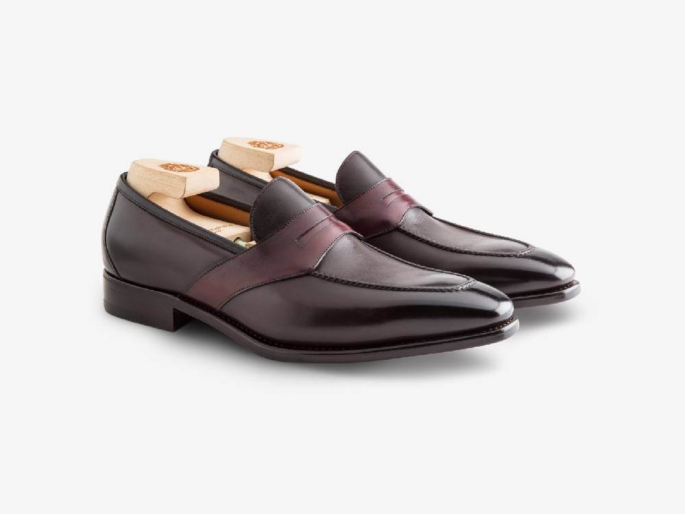 Paolo Sartori ART. 729 Loafer in Antiqued Vietri, Bordeaux and Black Leather Negozi Online