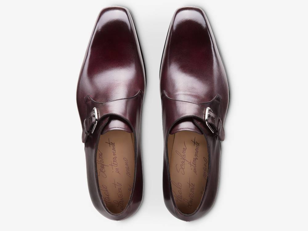Paolo Sartori ART. 617 Mono Fibbia in pelle Anticata Bordeaux Outlet