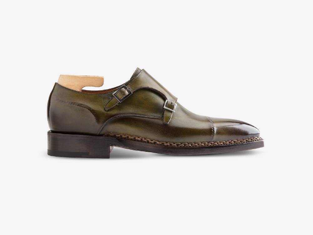 Paolo Sartori Art. 742 Monkstrap in Antiqued Bosco Leather Vendita Calda