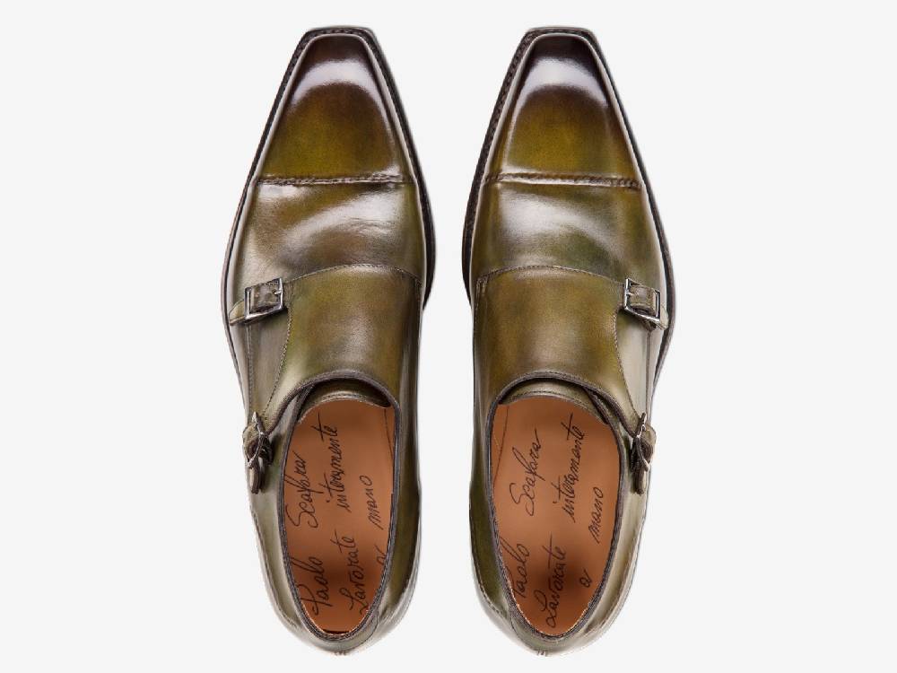 Paolo Sartori Art. 742 Monkstrap in Antiqued Bosco Leather Vendita Calda