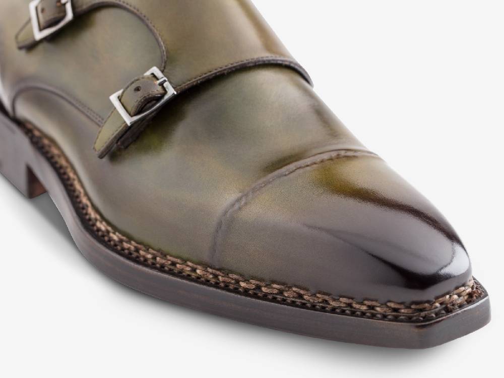 Paolo Sartori Art. 742 Monkstrap in Antiqued Bosco Leather Vendita Calda