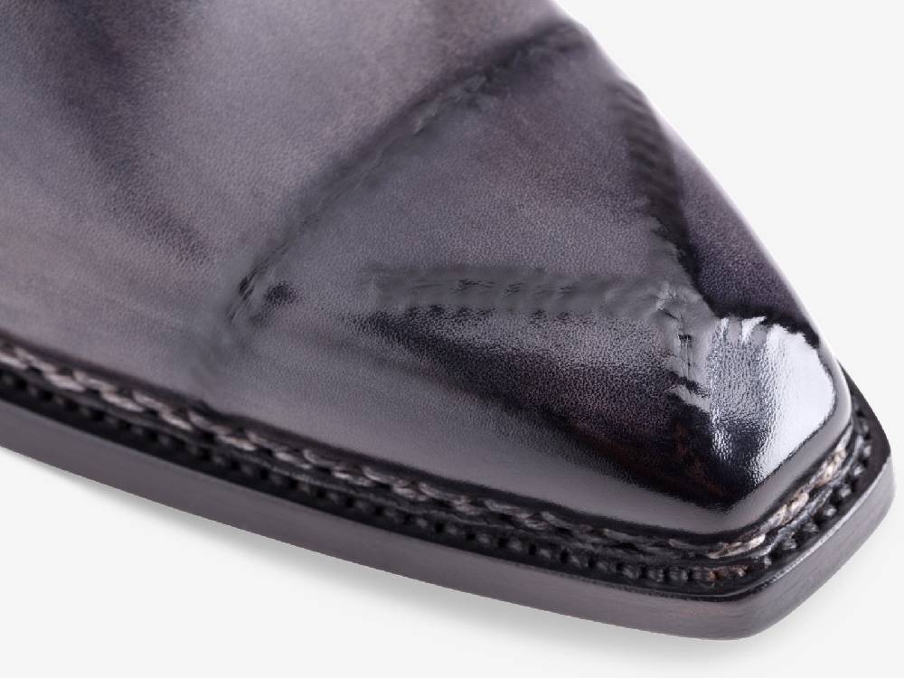 Paolo Sartori Art. 793 Monkstrap in Antiqued Grigio Leather Vendita Economica