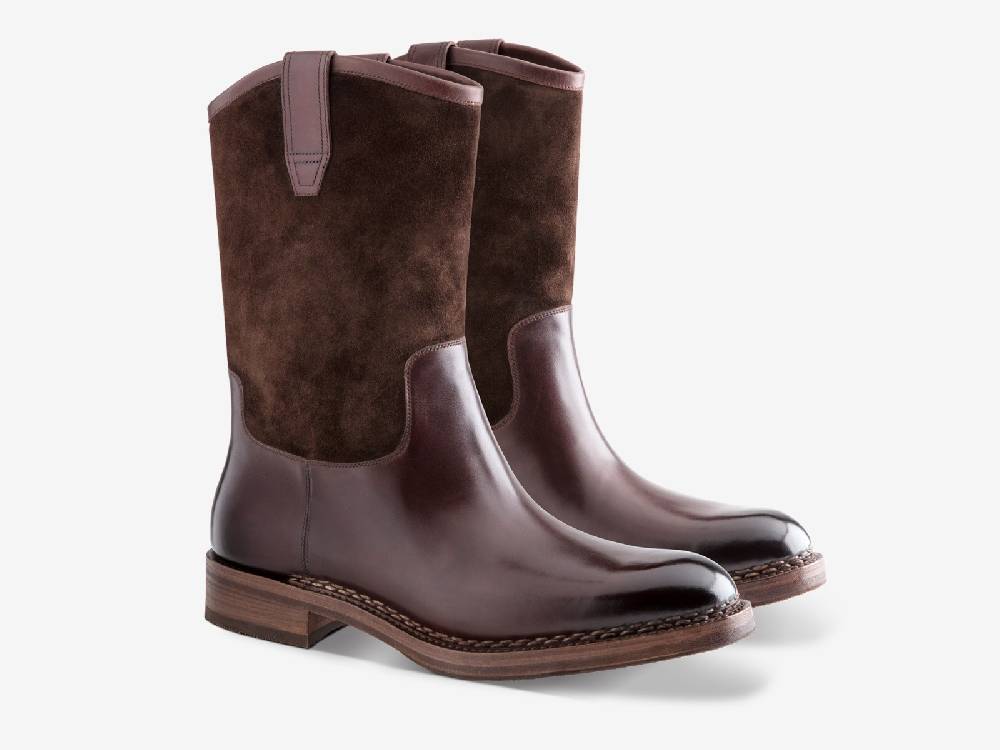 Paolo Sartori Art. 775 Boots in Suede and Antiqued Vietri Leather Vendite Flash