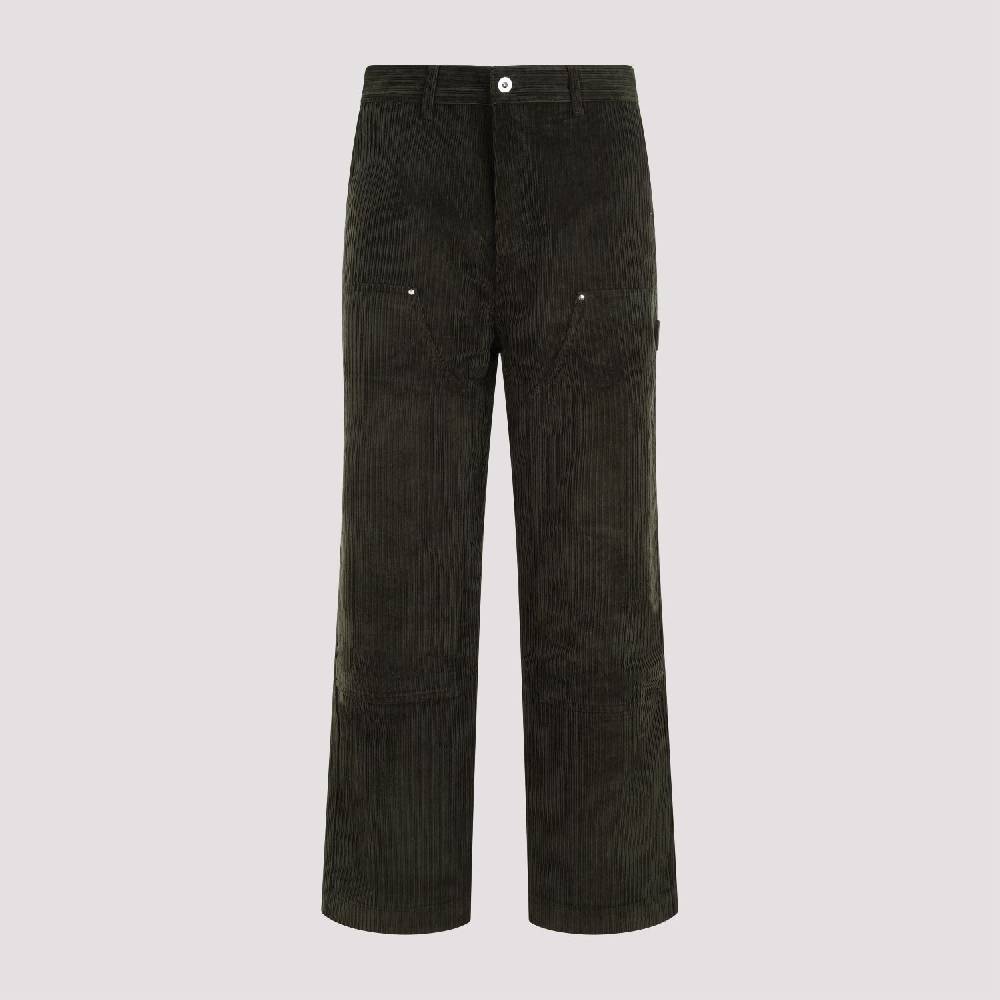 DRÔLE DE MONSIEUR  Pantaloni di Cotone Verde a Costine da Uomo di DRÔLE DE MONSIEUR Vendita Calda