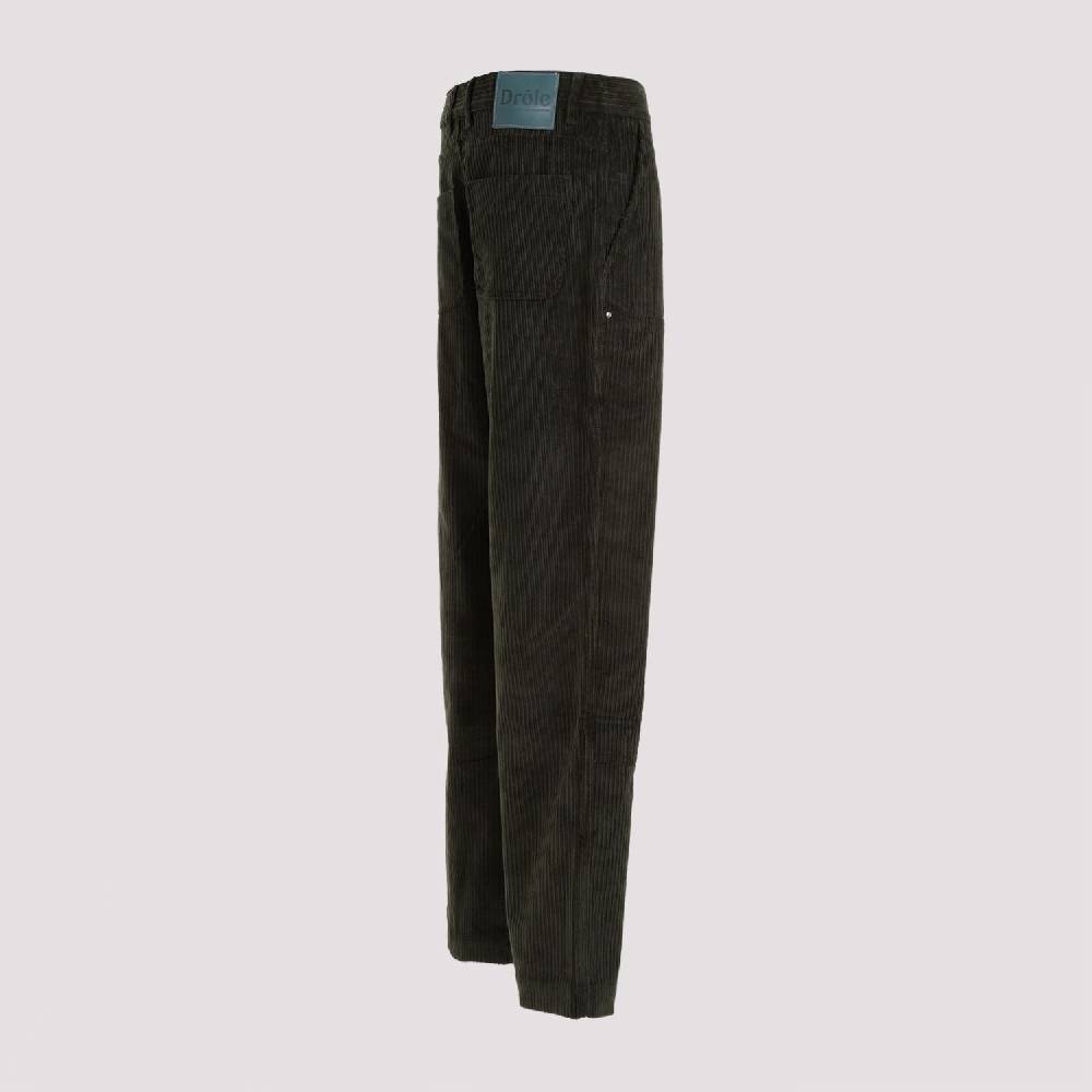 DRÔLE DE MONSIEUR  Pantaloni di Cotone Verde a Costine da Uomo di DRÔLE DE MONSIEUR Vendita Calda